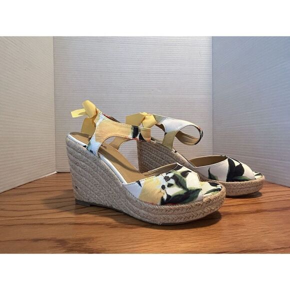 JustFab Espadrille -Wedges- Women’s Size: 7.5 - Yasmin Size-Color  Lemon - Picture 5 of 12